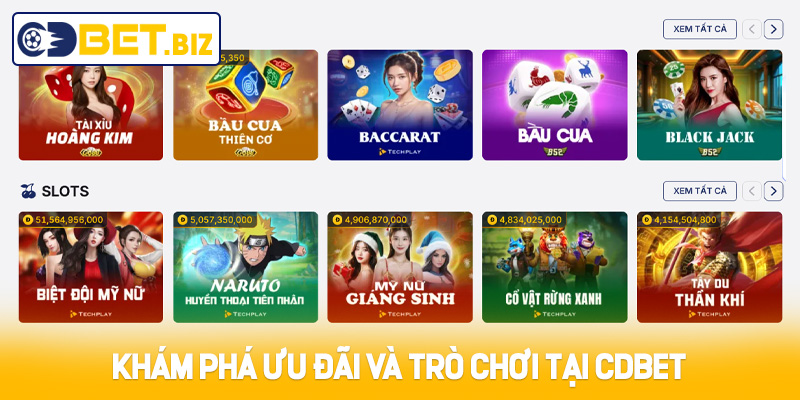 Khám phá ưu đãi và trò chơi tại Cdbet